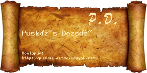 Puskás Dezső névjegykártya
